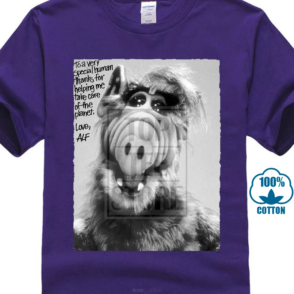 Фиолетовый Alf V9 ТВ шоу плакат 1986 Футболка белая все размеры S до 4Xl - Цвет: Фиолетовый