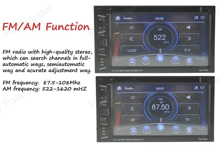 Автомагнитола 2 din 6 8 дюймов Автомобильный Радио dvd-плеер AM/FM/USB/TF bluetooth Сенсорный