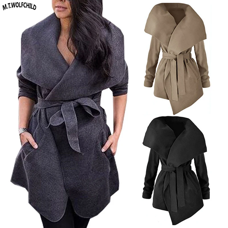 Новинка 2018 весна и осень женские тренчи с лацканами элегантные шерстяные длинные