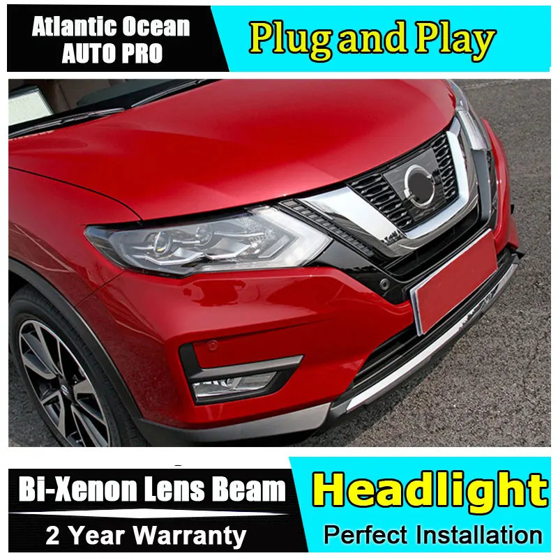 

car styling LED Head Lamp for Nissan X-Trail led headlight 2017-2019 for Rogue drl H7 hid Bi-Xenon Lens angel eye low beam