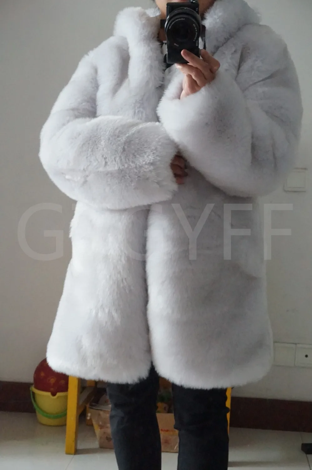 GTGYFF, цвет серебристой лисы, женские теплые толстовки с медвежьими ушками, пальто из искусственного меха, зимнее эко пальто из искусственного меха, верхняя одежда, пальто с капюшоном