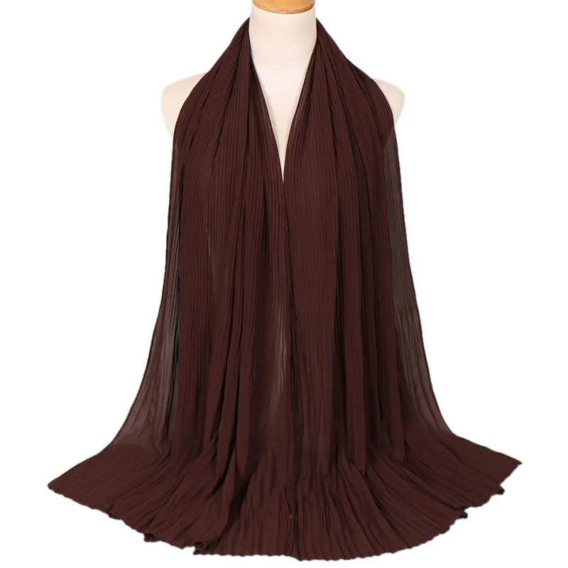 24 Muslim Women Crinkle Hijab Shawl Female Headscarf Plain Chiffon Islamic Turban Instant Scarf Ready To Wear Wrap Head foulard - Цвет: 24