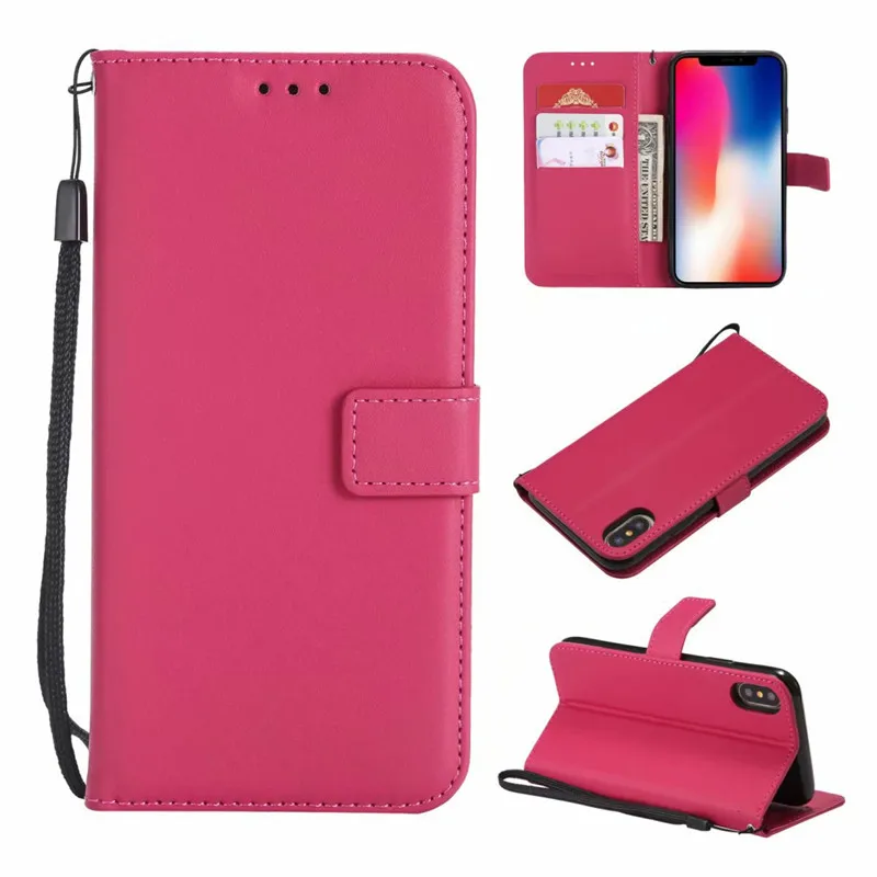 Rose red Чехол-бумажник для samsung Galaxy S10 S9 S8 S7 plus A30 A50 A70 M20 панель мобильного телефона с магнитной подставкой Держатель для карт откидная крышка - Цвет: Rose red