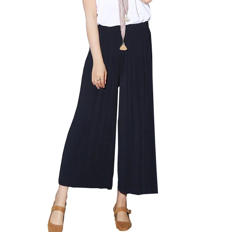 2019 летние женские морщин с высокой талией свободные тонкие секции широкий