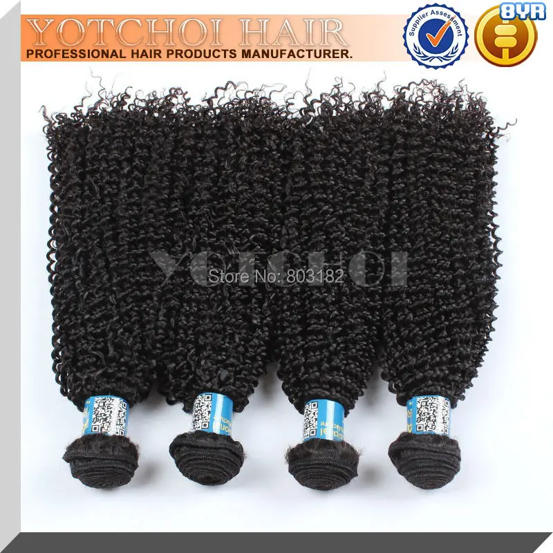 Yotchoi beauty forever peruvian virgin hair natrual color 4pcs/lot 100% human kinky curl |