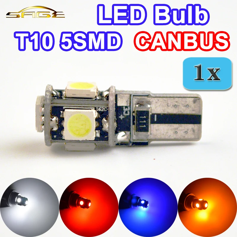 Светодиодный Бегемот лампа T10 5SMD CANBUS 5050 SMD W5W 194 безошибочный автомобильный