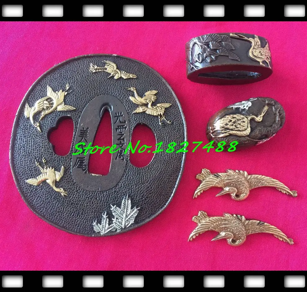 Японский полноразмерный меч журавль TSUBA FUCHI Кашира менуки красивая медная катана