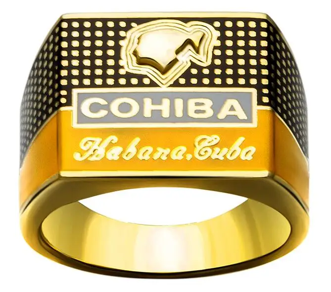square 21 ring COHIBA элегантное сигарное кольцо позолоченное 925 пробы Серебряное кольцо креативные ювелирные изделия CP-0031 - Цвет: square 21 ring