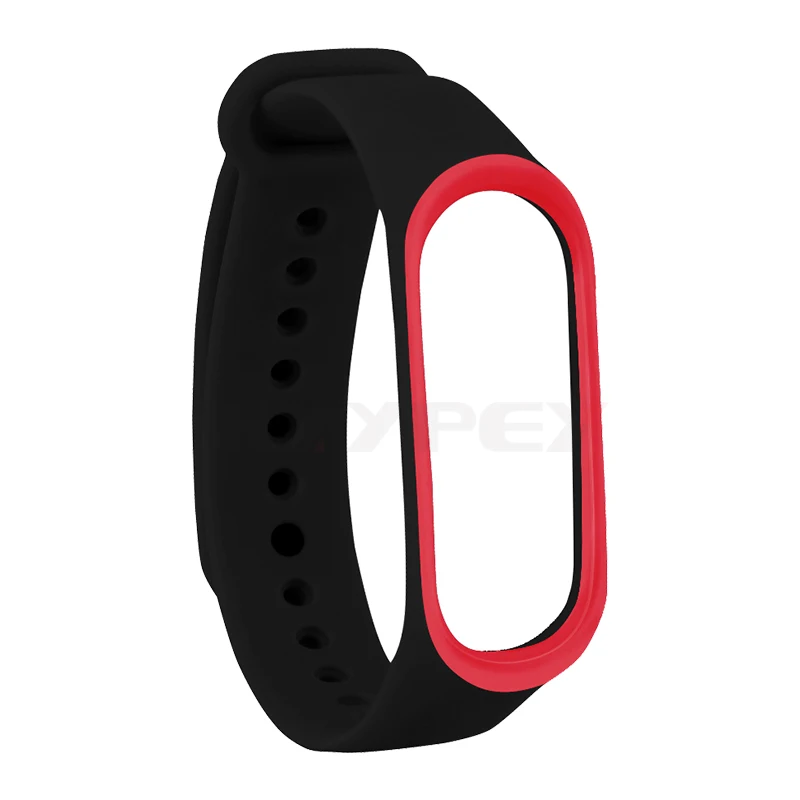 Black Red Цветной браслет mi Band 3 4, силиконовый ремешок, двойной цвет, сменный ремешок для часов для оригинальной Xiaomi mi, ремешок 3 4 - Цвет: Black Red