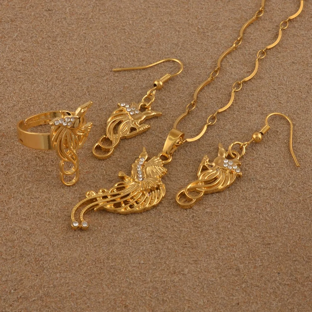 Anniyo PNG Happy Bird Necklace Earrings Ring Jewellery Sets for Womens Papua New Guinea Ethnic Jewelry Gifts #121706 | Украшения и