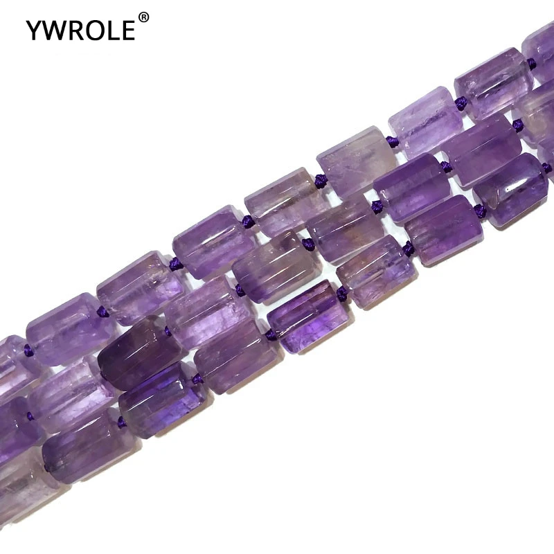 

11*16 mm Natural Light Amethysts Cylindrical Shaped Facted Stone Beads For Jewelry Making DIY Bracelet, Necklace Strand 15"