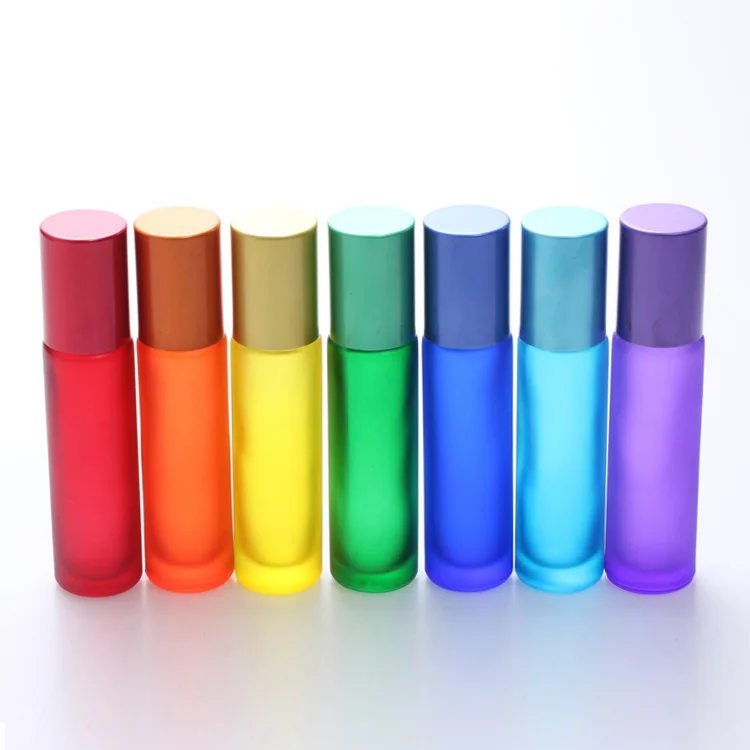 

10ML High-grade Rainbow Color Roll On Glass Perfume Oil Bottle 150PCS/LOT
