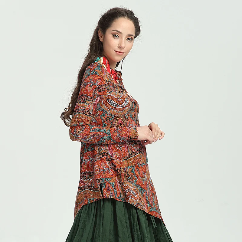 Женские блузки 2017 Yuzi.nay Boho новые блузы из хлопка и льна с цветочным принтом