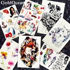 Детские татуировки с милым единорогом, временные женские татуировки на руку, сексуальные лисы, цветок, наклейки, красочные водонепроницаемые татуировки на талию для девочек, Мультяшные