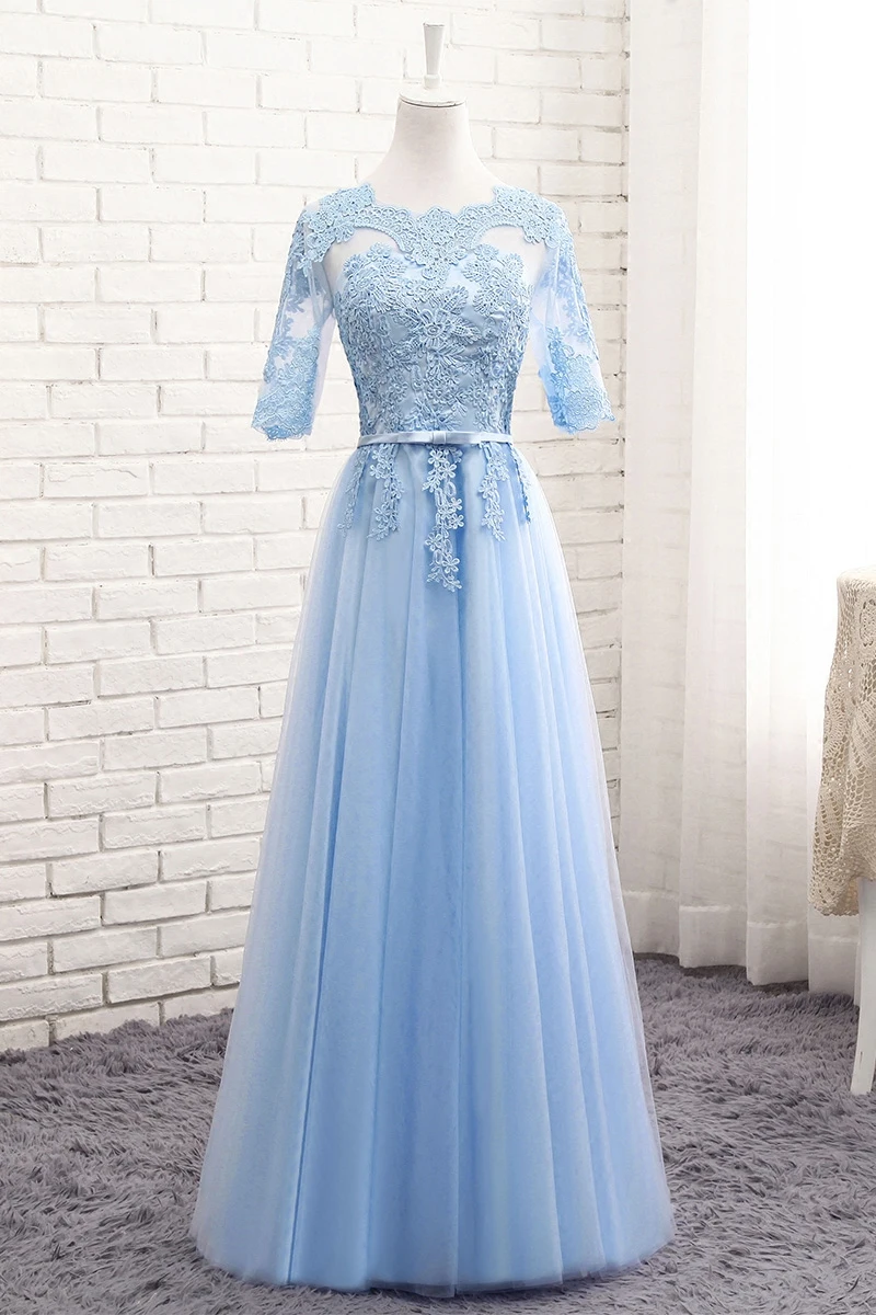 MNZ 513 # со шнуровкой средней длины Короткие Голубые Платья для подружек невесты 2021