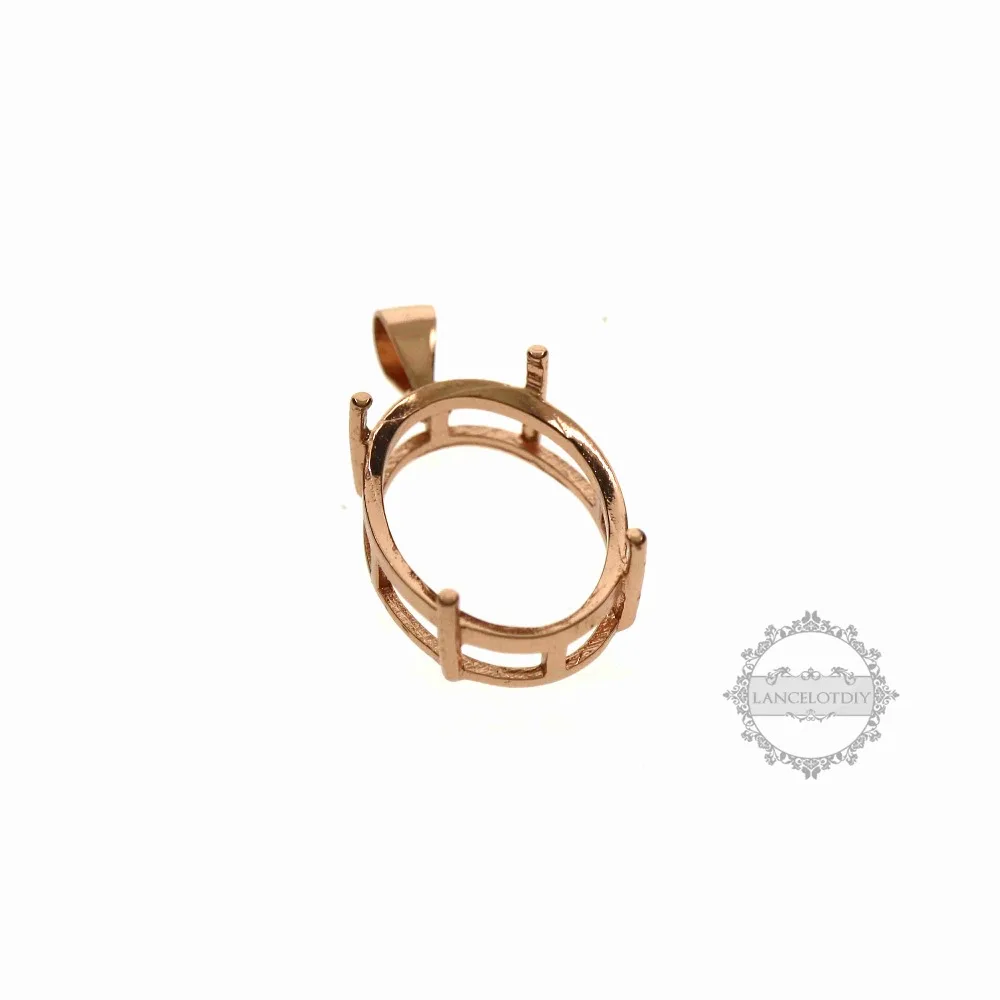 8x10-10x14-13x18MM простой овальной контакт настройки рамка для камень CZ одноцветное 925 пробы серебро DIY Подвеска Шарм лоток 1421094