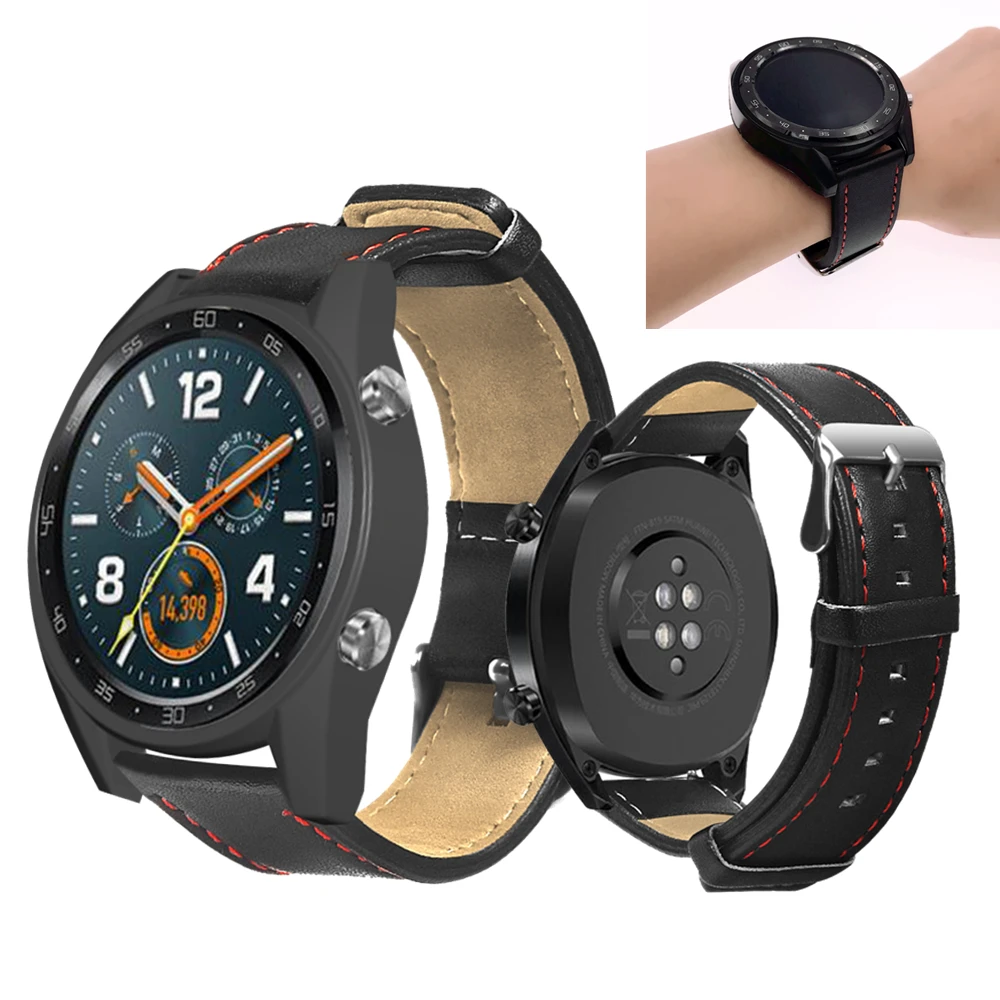 Ремешок кожаный для наручных часов Huawei Watch GT Active элегантный браслет Amazfit Stratos 2/Pace