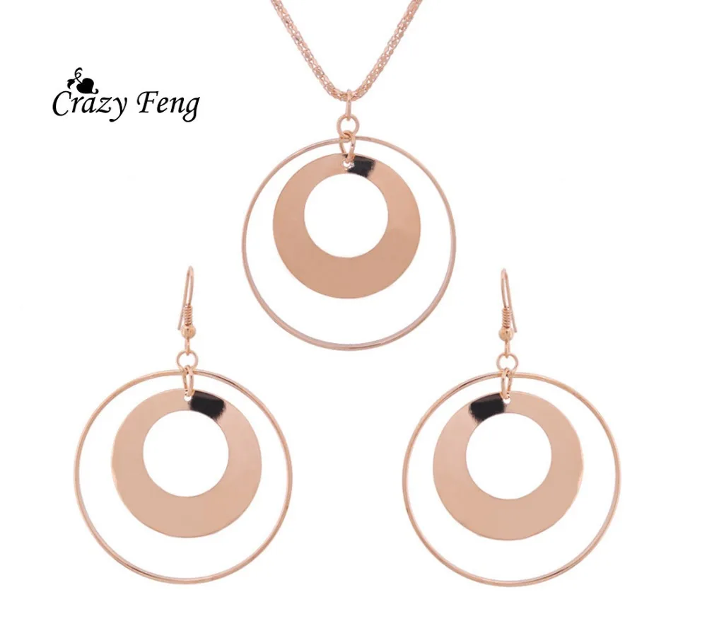 Women's African Jewelry Set Wedding Accessories Gold-color Sets Hollow Out Round Pendientes Earrings+Necklace | Украшения и