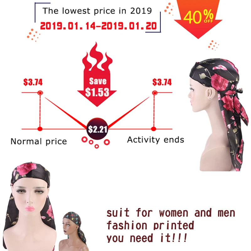 Женский Мужской длинный хвост головной убор doo Durags шапки тюрбан дышащие банданы головные уборы шелковистые аксессуары для волос Doo Rag пиратская шляпа