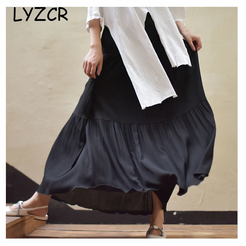 Женская повседневная хлопковая юбка-трапеция летняя длинная свободная пляжная