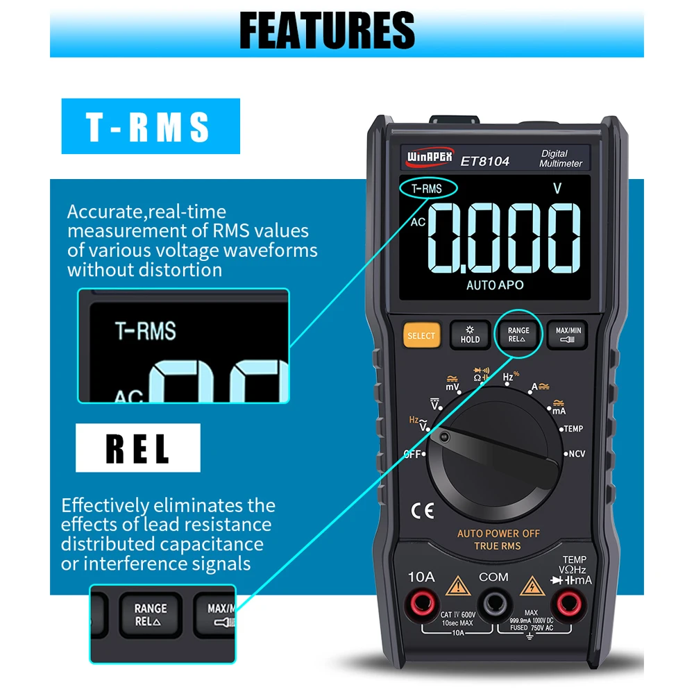 Цифровой мультиметр Профессиональный Вольтметр Амперметр мини многометровый ЖК
