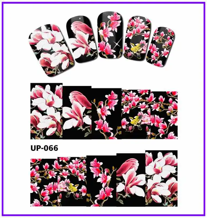 UPRETTEGO NAIL ART Красота татуировки переводная наклейка слайдер Вода Цвет Живопись мускус Роза перивинкл Роза Шарона UP061-066
