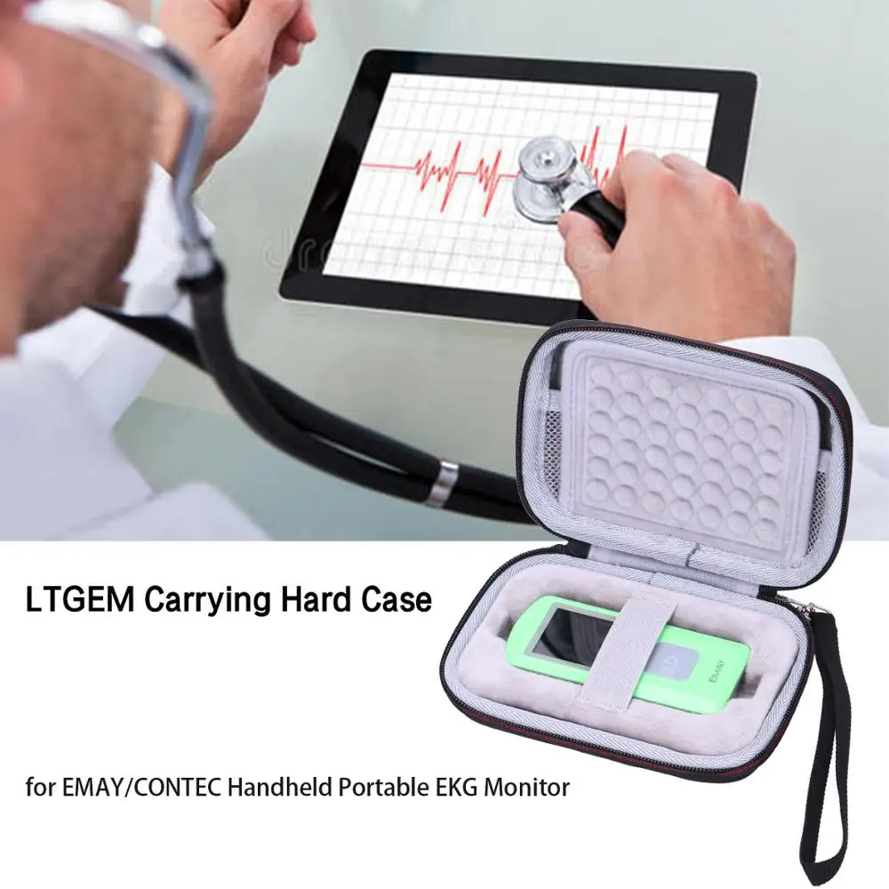 LTGEM EVA черный Жесткий Чехол для EMAY/CONTEC портативный EKG Monitor|Сумки фото-/видеокамеры| |