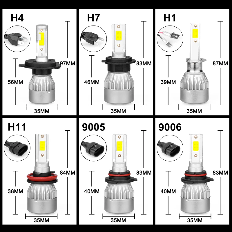 HLXG 2x мини 5000K 6500K 8500K светодиодный H4 фары лампы H1 H7 светодиодные Led H11 H8 H9 5202 10000LM 9005 HB3