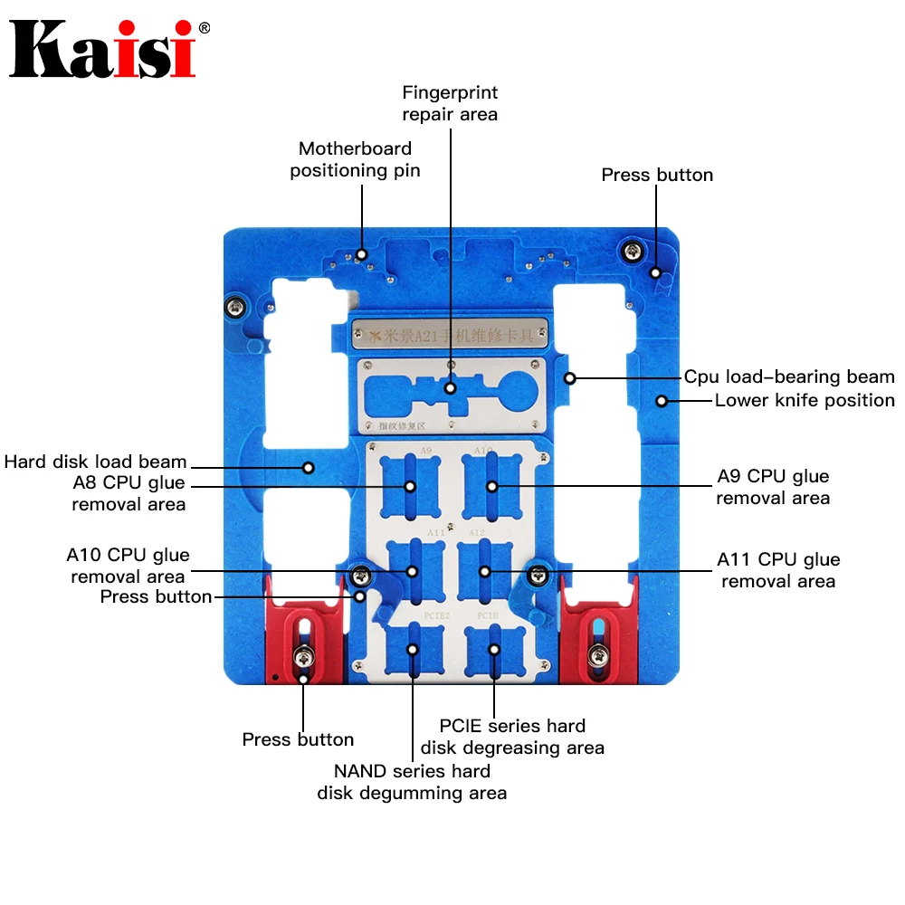 Kaisi A21+ ремонтная доска PCB держатель для iPhone XR 8 8+ 7 6 6s 6s p 5S 5C для A8 A9 A10 материнскую плату чип светильник 12 в 1