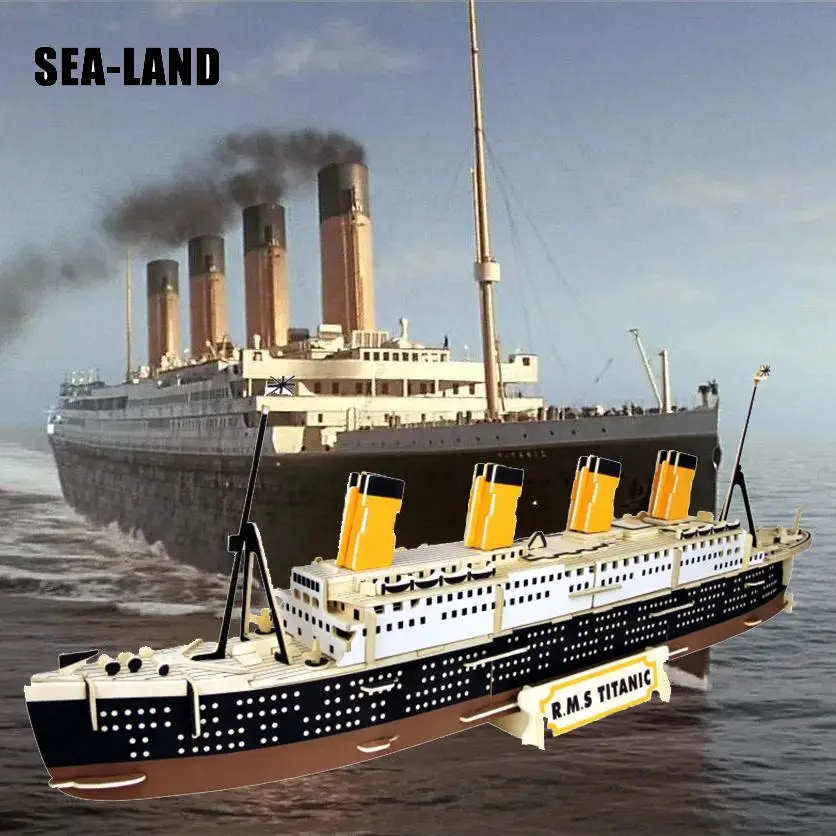 Деревянный 3D пазл Монтессори игрушки модель Титаника Детский развивающая