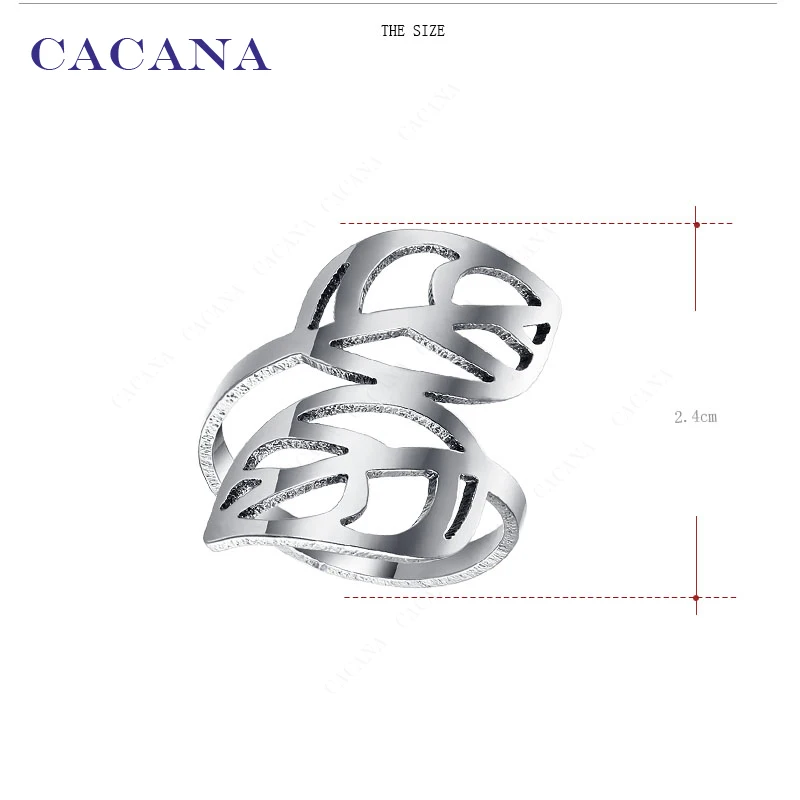 Женские кольца CACANA из нержавеющей стали с двойным листом модные украшения