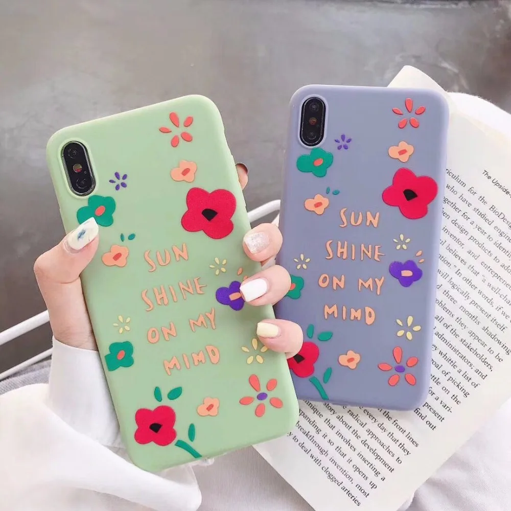 Конфеты цвет INS Цветы Чехлы для iphone XR милый Защита от солнца Цветочный чехол