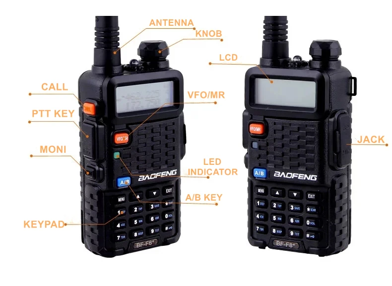 BaoFeng F8+ обновленная рация полицейская двухсторонняя радио Pofung Двухдиапазонная уличная дальность УКВ UHF Ham трансивер