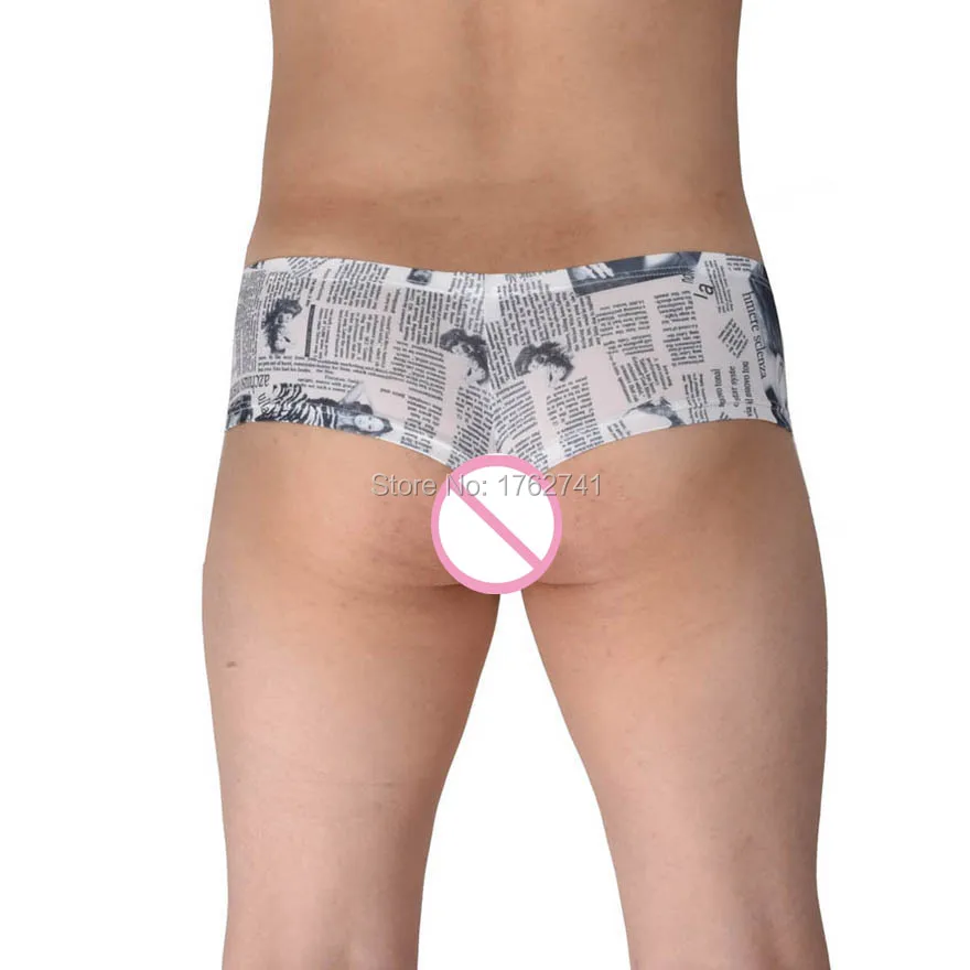 Мужские трусы бикини с газетами дерзкие боксеры большим вырезом|boxer underwear|boxer