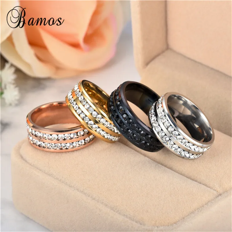 Кольцо из нержавеющей стали со стразами 4 цвета|stainless steel wedding rings|finger ringsteel ring |