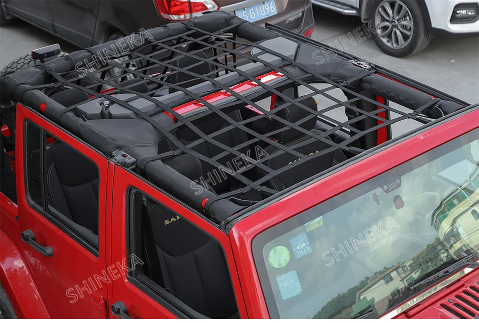 SHINEKA для Jeep Wrangler JK JL 2007- Автомобильный багажник Багажник на крыше грузовая корзина Trail Net для Wrangler JK JL аксессуары