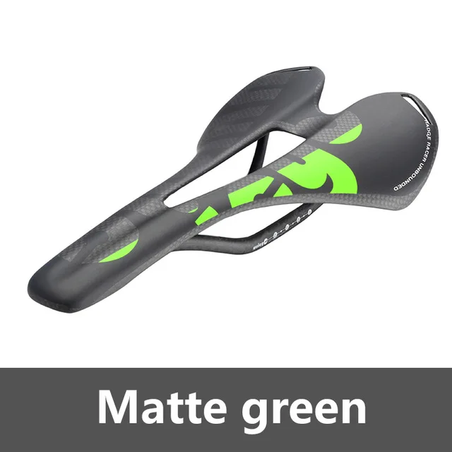 Green Black Matte Велосипедное седло 3K из углеродного волокна, Велосипедное Сиденье, дорожный MTB велосипед углерод, седло, матовое глянцевое красочная подушка, подушка - Цвет: Green Black Matte