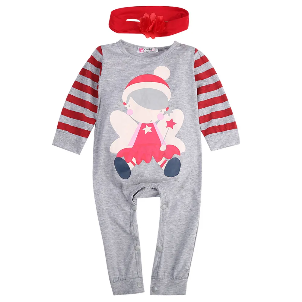 2 Pcs Newborn Baby boys Girls Xmas Santa Claus Rompers Infant Babies Kid Cute Christmas Romper+hat/headband Outfits Kids Clothes | Детская