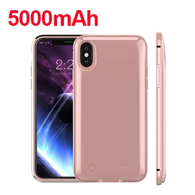rosy gold 5000 мАч металлический каркас телефона батарея чехол для iPhone X батарея Зарядка чехол Чехол банк питания чехол аккумулятор внешний аккумулятор - Цвет: rosy gold