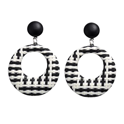 black white E1040 Модные серьги в стиле бохо, массивные серьги из деревянного ротанга для женщин и девочек, подарок на день рождения, винтажные Индивидуальные ювелирные изделия, Brincos 1E1040 - Окраска металла: black white E1040