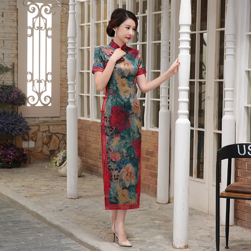 Высочайшее Качество Женщины Cheongsam Gambiered Кантон Марли Ретро Китайский Стиль Qipao