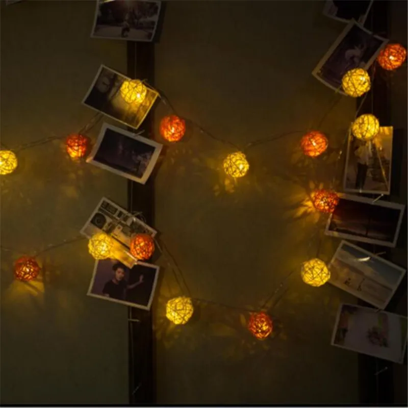 

Thai Style 28Pcs/Lot LED Rattan Ball String Light Orange White Fairy Strip for Child Bedroom Wedding Christmas Decor US/EU Plug
