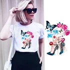 Наклейки для одежды на высоком каблуке с красивым цветком, утюжок для теплопередачи, моющиеся бытовые Утюги с простой печатью