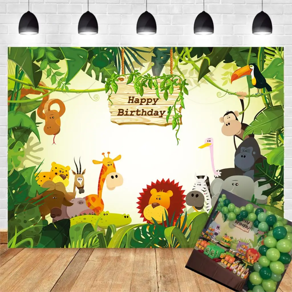 

Сафари для детской фотосъемки для фотосъемки с днем рождения» десертный стол фон баннер Baby shower вечерние украшения