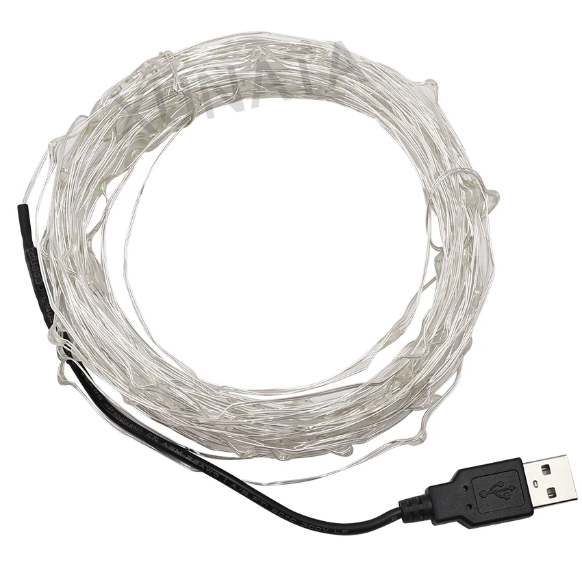 5 м/10 м USB Медный Серебряный провод мини Сказочный светильник декоративная лампа