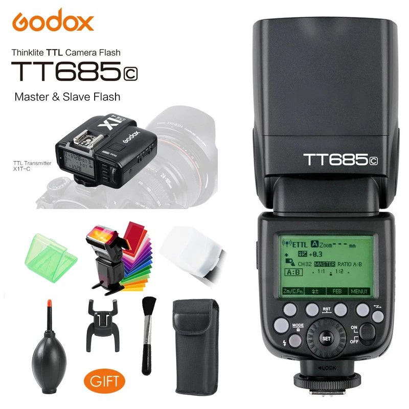 Godox TT685C Speedlite High-Speed Sync External TTL Flash X1C &amp Trigger For Canon 1100D 1000D 7D 6D 60D 50D 600D 500D | Электроника