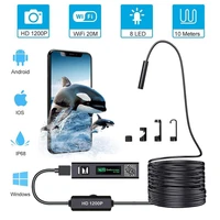 hd 1200p mini ip68 waterproof wifi endoscope camera 10m hard wire 8mm lens 8 led inspection borescope camera for androidpcios