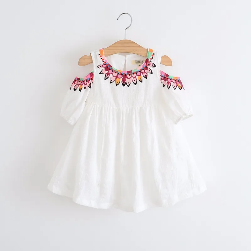 2017 New Girls Puff Sleeve Vintage Floral Print Party Dress Candy Color Spring Summer Cotton Dres | Детская одежда и обувь