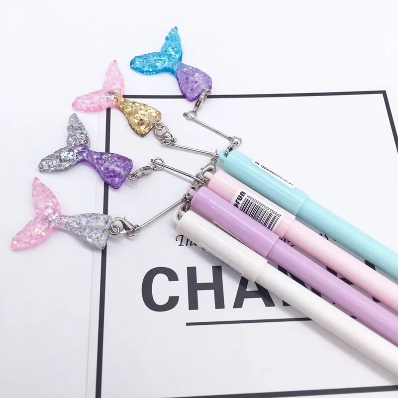 Cute Mermaid Tail Pen Kawaii Neutral Pens Creative Glitter Pendant Gel For Kids Gifts School Supplies Writing Stationery |