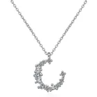 Модное женское ожерелье с подвеской в виде милой Луны из серебра 925 пробы с блестящим цирконием для девочек короткое ожерелье до ключиц женское корейское ювелирное изделие подарок